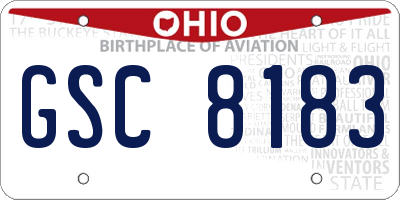 OH license plate GSC8183