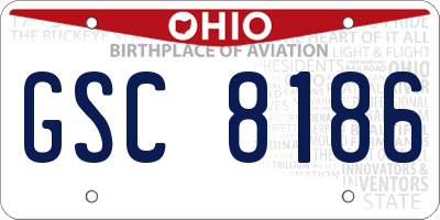OH license plate GSC8186
