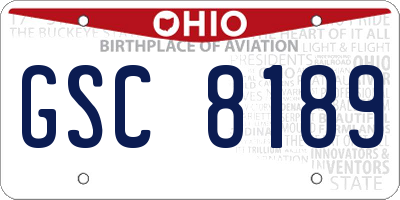 OH license plate GSC8189