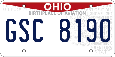 OH license plate GSC8190