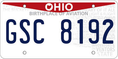OH license plate GSC8192
