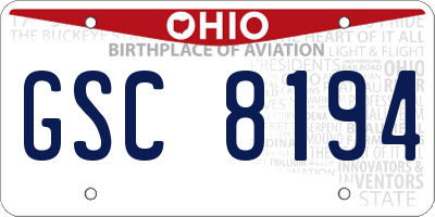 OH license plate GSC8194