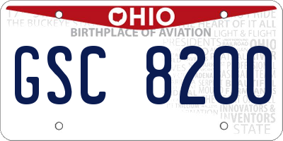 OH license plate GSC8200