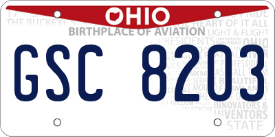 OH license plate GSC8203