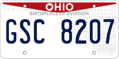 OH license plate GSC8207