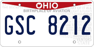 OH license plate GSC8212