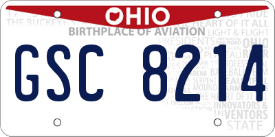 OH license plate GSC8214
