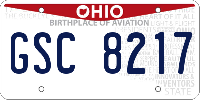 OH license plate GSC8217