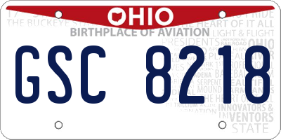 OH license plate GSC8218