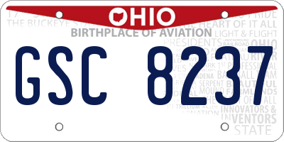 OH license plate GSC8237