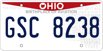 OH license plate GSC8238