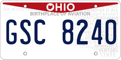 OH license plate GSC8240