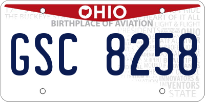 OH license plate GSC8258