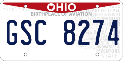 OH license plate GSC8274