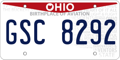 OH license plate GSC8292