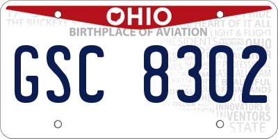 OH license plate GSC8302