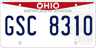 OH license plate GSC8310