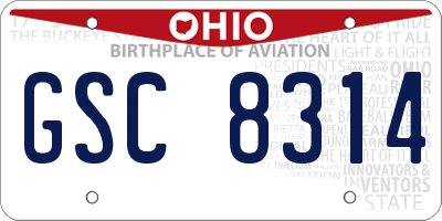 OH license plate GSC8314