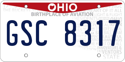 OH license plate GSC8317