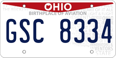 OH license plate GSC8334