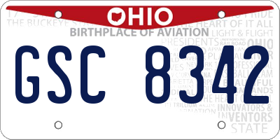 OH license plate GSC8342