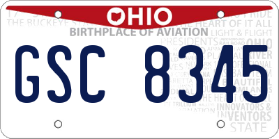 OH license plate GSC8345