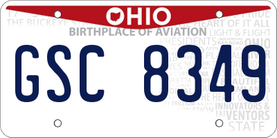 OH license plate GSC8349