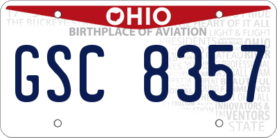OH license plate GSC8357