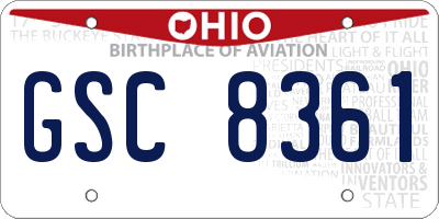 OH license plate GSC8361