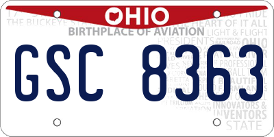 OH license plate GSC8363