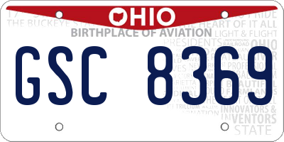 OH license plate GSC8369