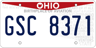 OH license plate GSC8371