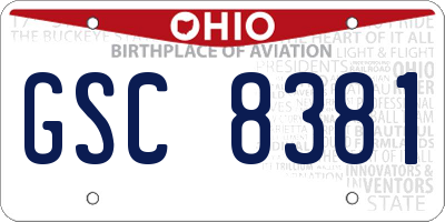 OH license plate GSC8381