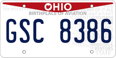 OH license plate GSC8386