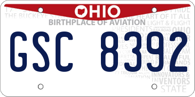 OH license plate GSC8392