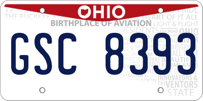 OH license plate GSC8393