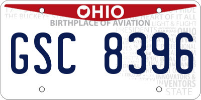 OH license plate GSC8396