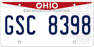 OH license plate GSC8398