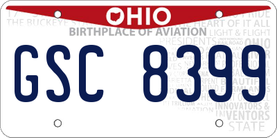 OH license plate GSC8399