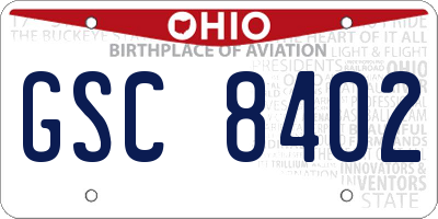 OH license plate GSC8402