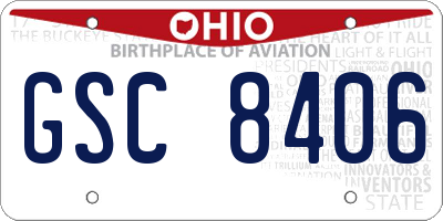 OH license plate GSC8406