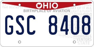 OH license plate GSC8408