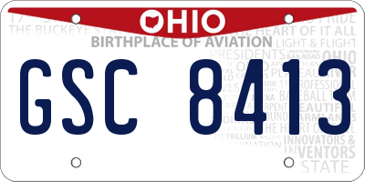 OH license plate GSC8413