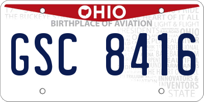 OH license plate GSC8416