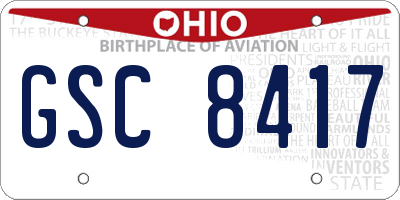 OH license plate GSC8417