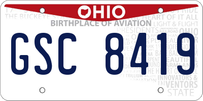 OH license plate GSC8419