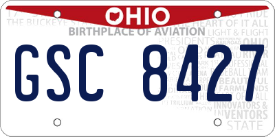 OH license plate GSC8427