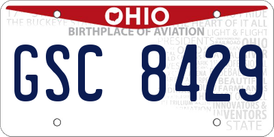 OH license plate GSC8429