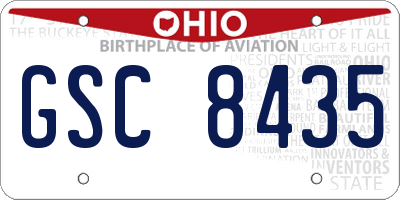 OH license plate GSC8435