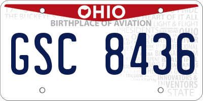 OH license plate GSC8436